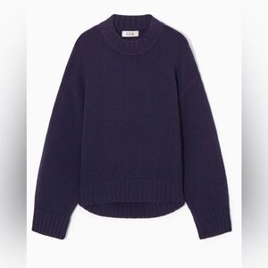COS Chunky Pure Cashmere Crew Neck Jumper Sweater Navy